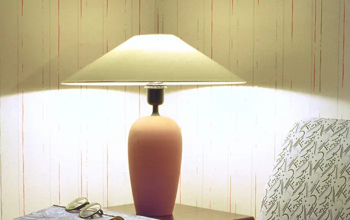 Reading corner with armchair and lamp